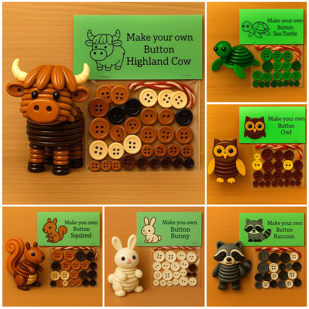 🔥Last Day 49% OFF - DIY Button Highland Animal Cow Craft Kit
