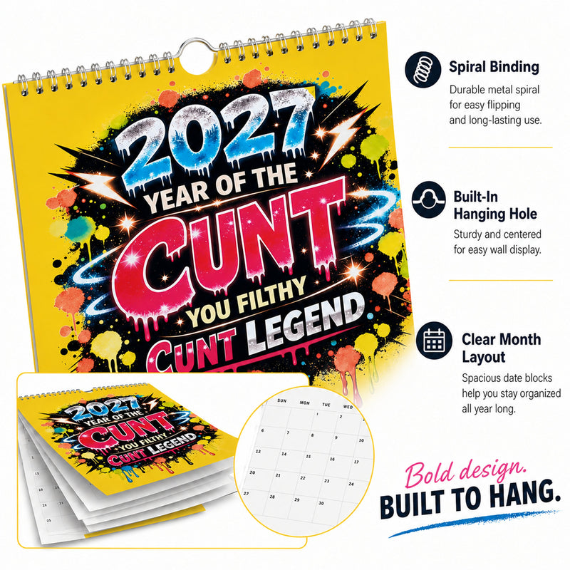 🌟2027 Year of the Cunt Wall Calendar – Bold Graffiti Humor Calendar📆