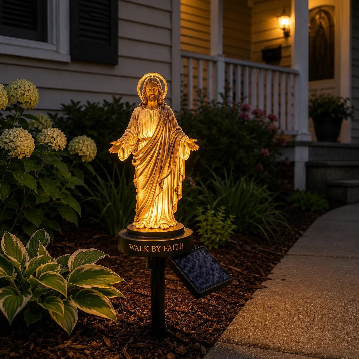 (🎁Last Day 49% OFF)🙏🏻Walk by Faith Solar Jesus Garden Light – A Peaceful Reminder of His Presence