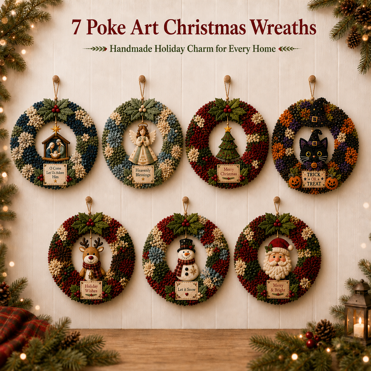 🏆Limited Time Sale 49% OFF🎁🎄 3D Fabric Poke Wreath DIY Kit