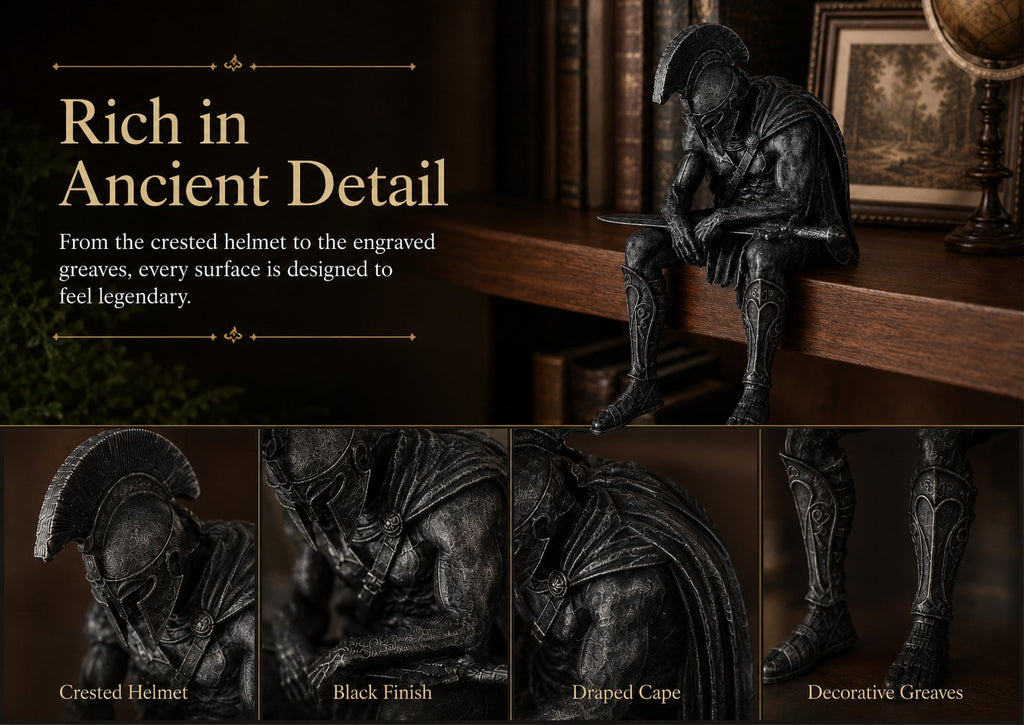 🎁Last Day 49% OFF-⚔️ Ancient Greek Warrior Shelf Sitter – Unique Bookshelf Decor
