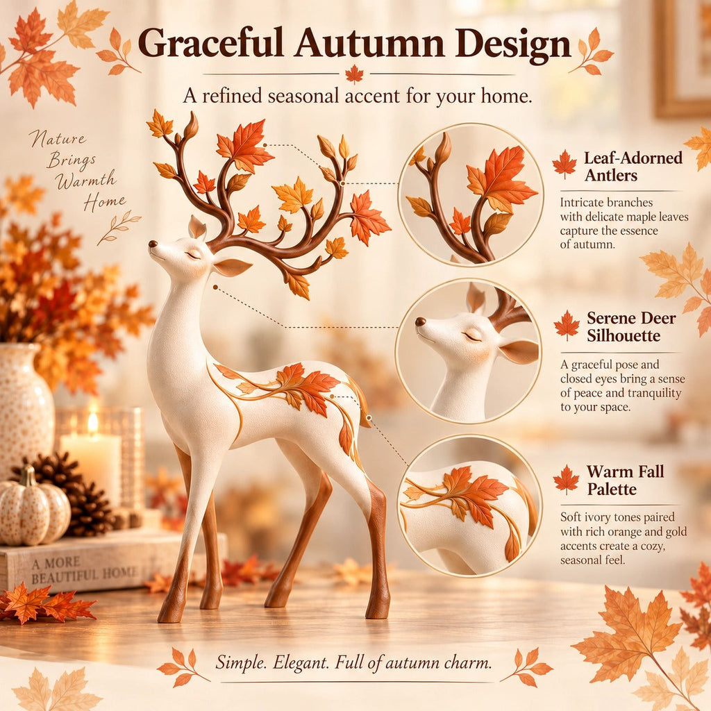 Autumn Leaf Antler Deer Figurine🦌