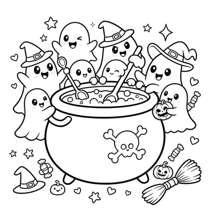 👻🎨Spooky & Cute Bold and Easy Coloring Book – A Whimsical Halloween Adventure(✨Hardcover)