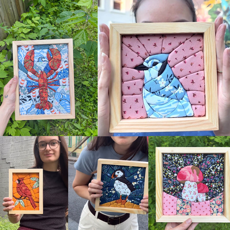 DIY Fabric Art Kit | No-Sew Fabric Mosaic Wall Art Craft with Frame & Tools