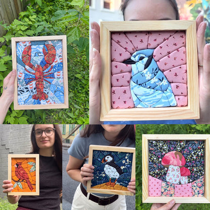 DIY Fabric Art Kit | No-Sew Fabric Mosaic Wall Art Craft with Frame & Tools