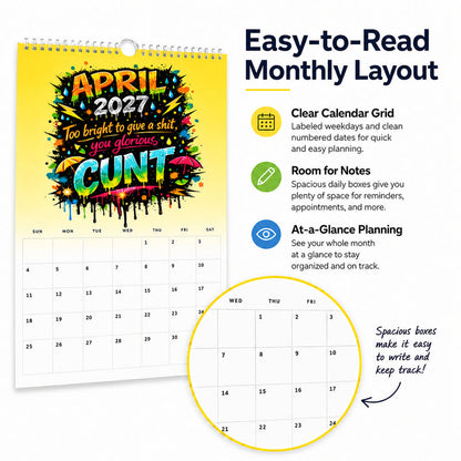 🌟2027 Year of the Cunt Wall Calendar – Bold Graffiti Humor Calendar📆