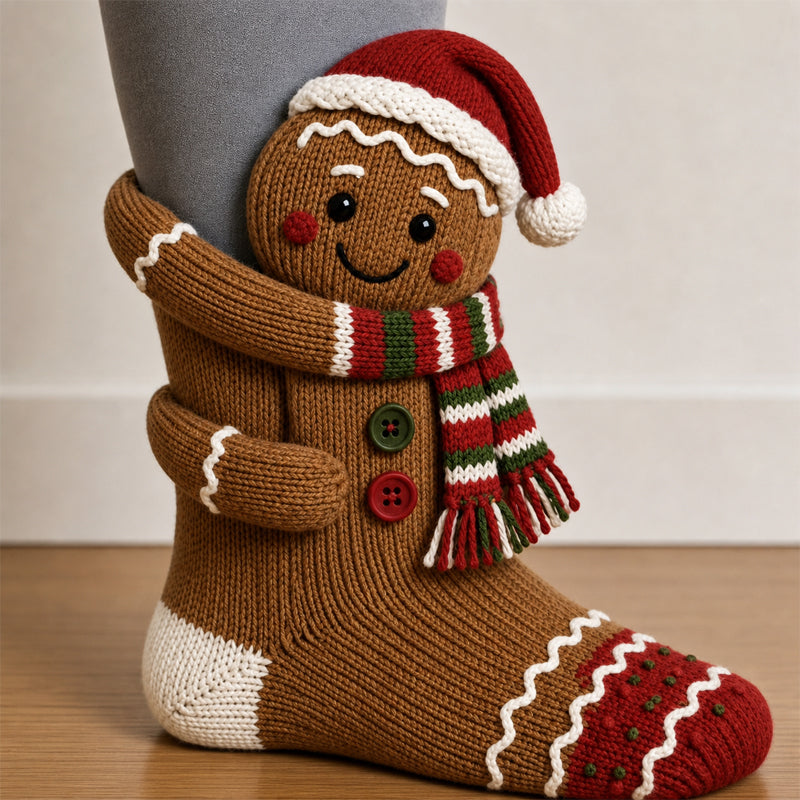 3D Hugging Christmas Socks 🎅 Cute Knit Holiday Socks 5 Designs