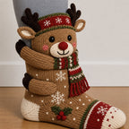 3D Hugging Christmas Socks 🎅 Cute Knit Holiday Socks 5 Designs