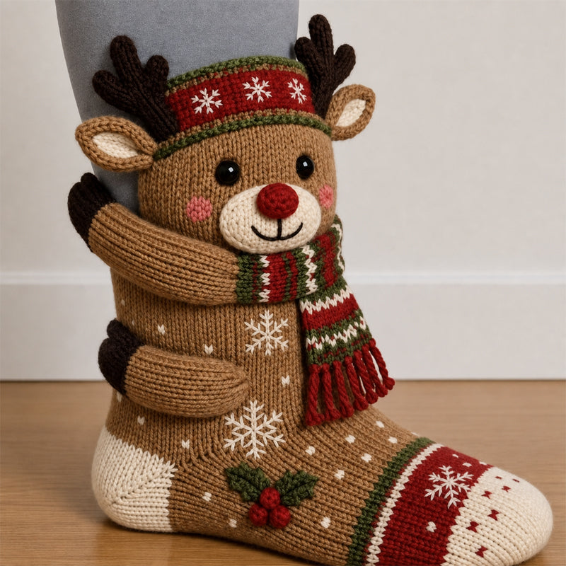 3D Hugging Christmas Socks 🎅 Cute Knit Holiday Socks 5 Designs