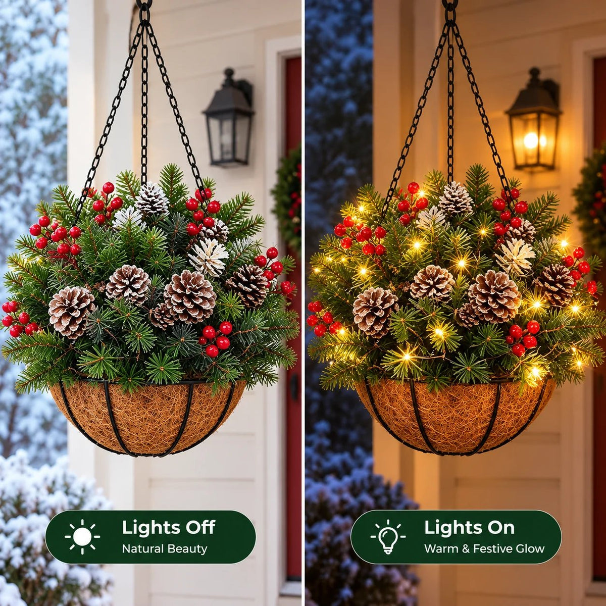 🎄 Last day: 50% OFF🏆Christmas basket with built-in lights |🎄 With built-in lights, weatherproof, and maintenance-free