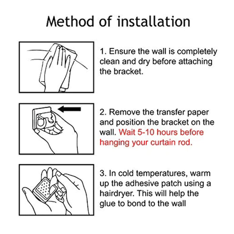 Drill-Free, Adjustable & Sturdy!💡Nail-Free Adjustable Curtain Rod Bracket (1 Pairs )