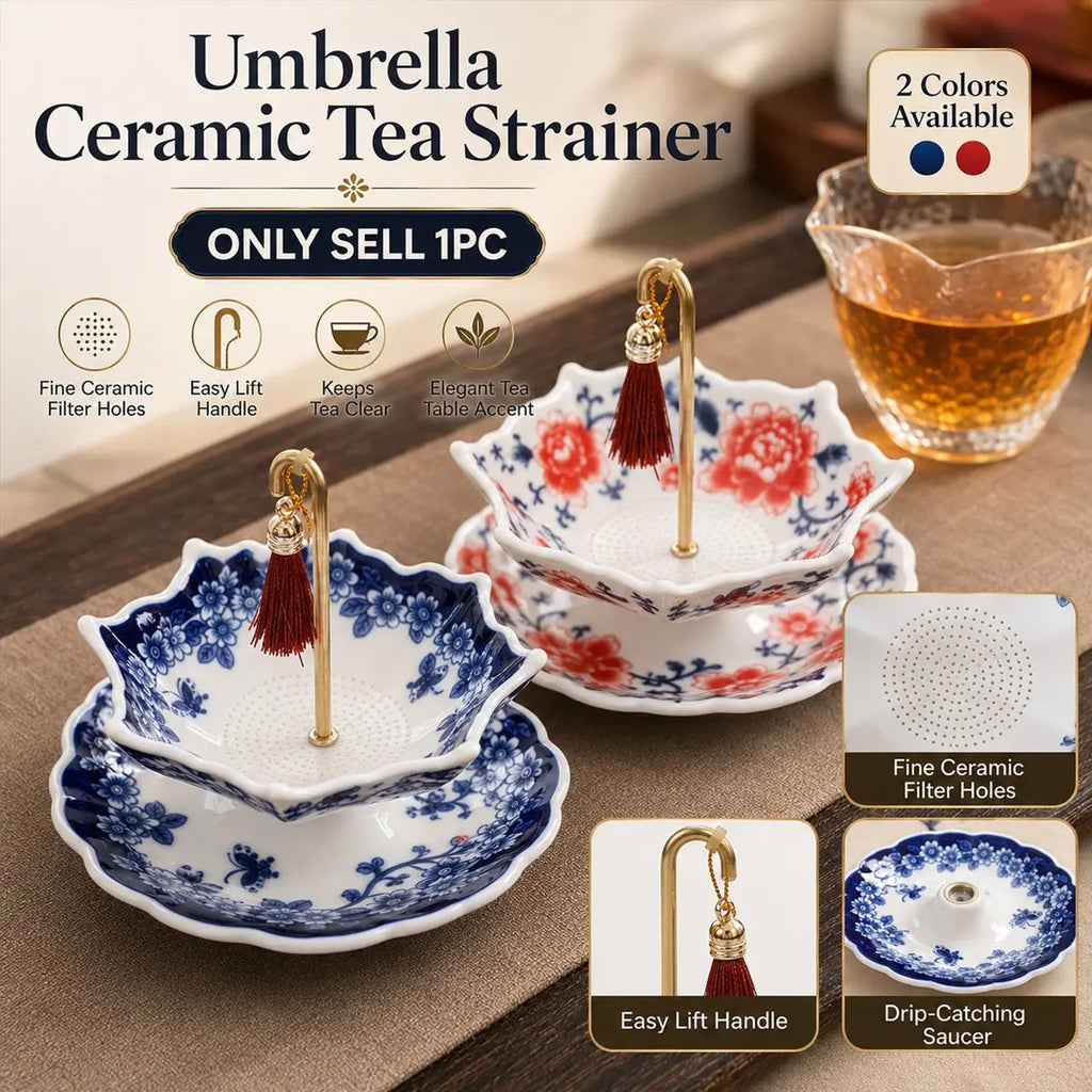 🍵✨Umbrella Ceramic Tea Strainer Set