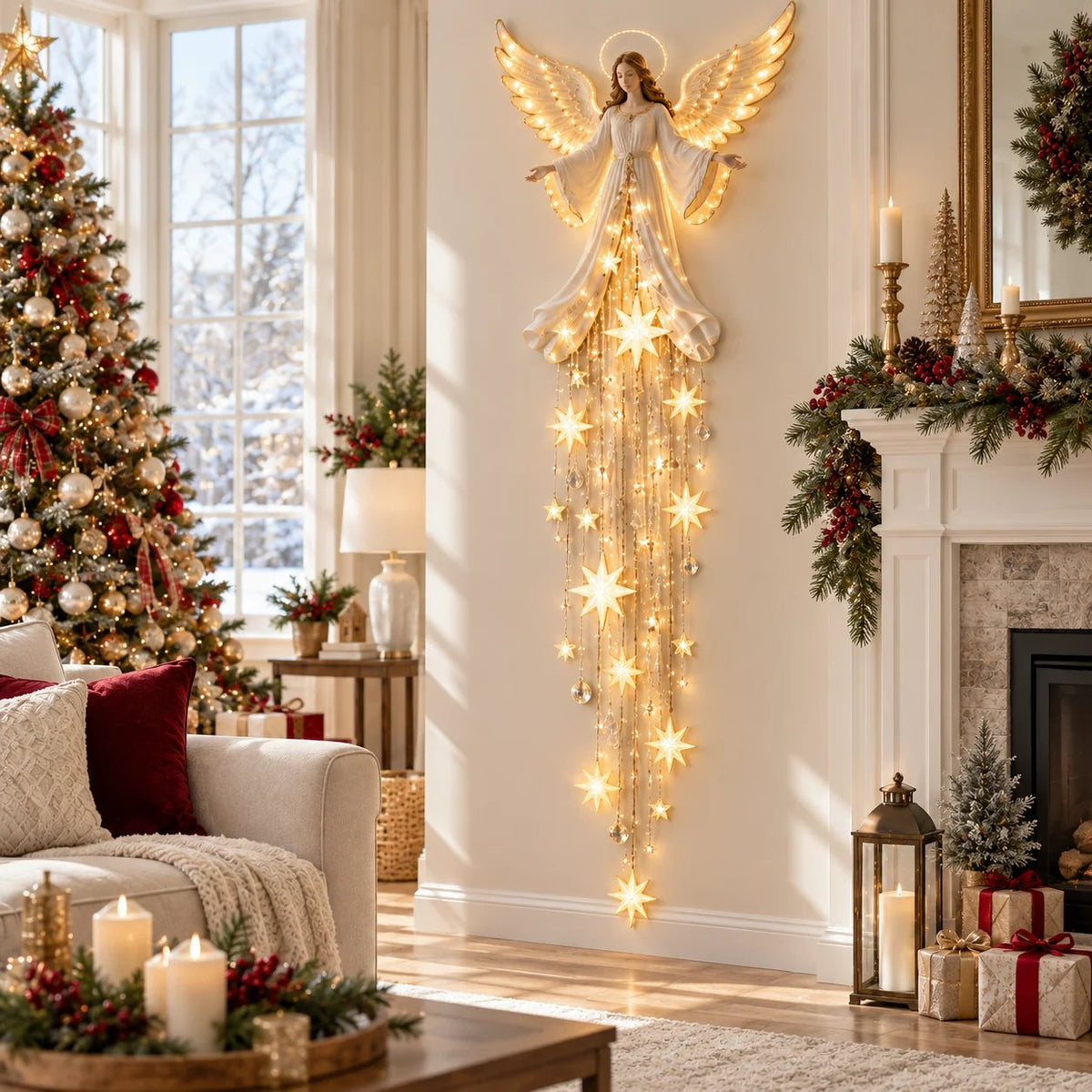 ✨Angel Blessing Starfall Wall LightTM – Heavenly Christmas Wall Decor