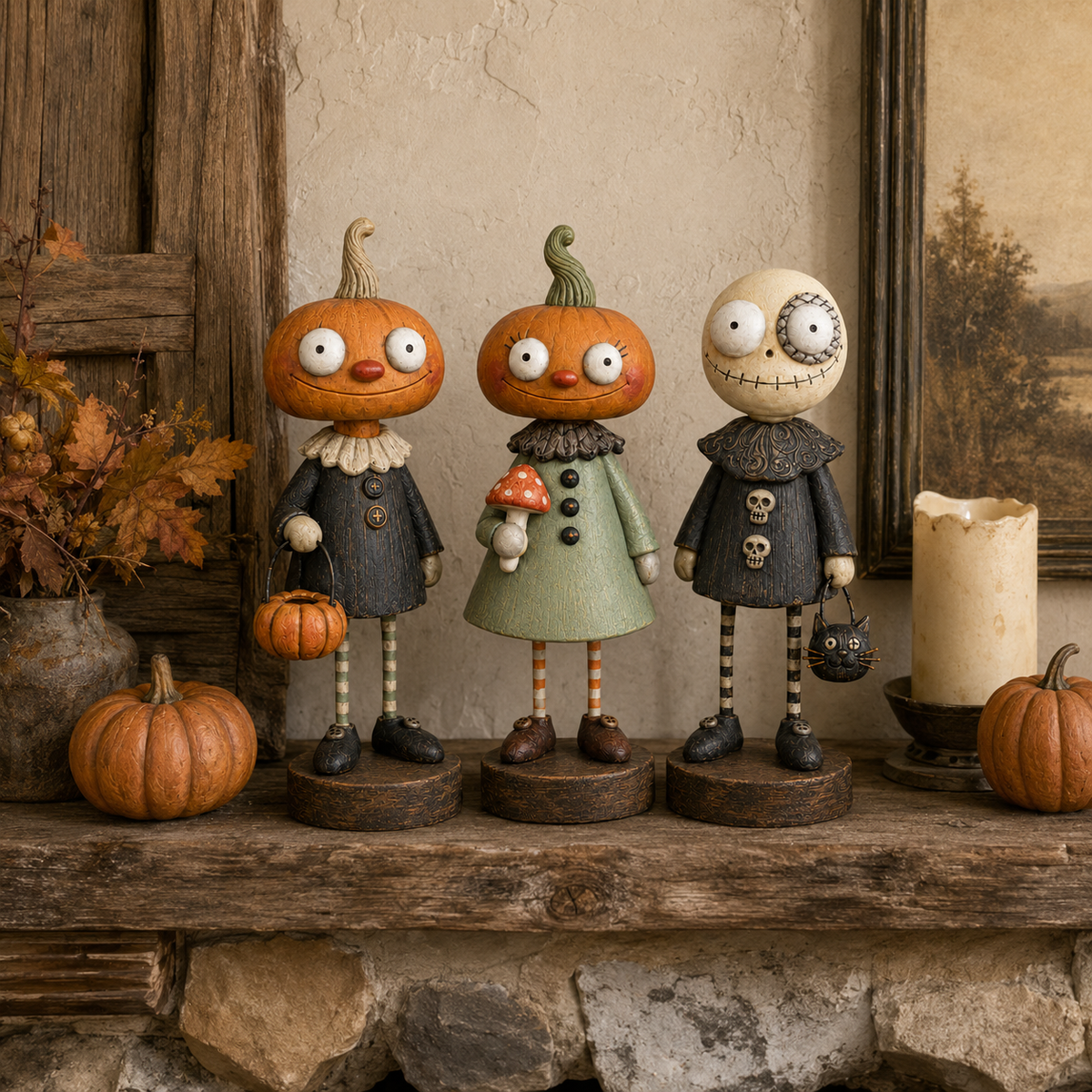 🎃Primitive Pumpkin Friends – Vintage Halloween Figurines Collection