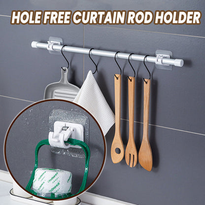 Drill-Free, Adjustable & Sturdy!💡Nail-Free Adjustable Curtain Rod Bracket (1 Pairs )