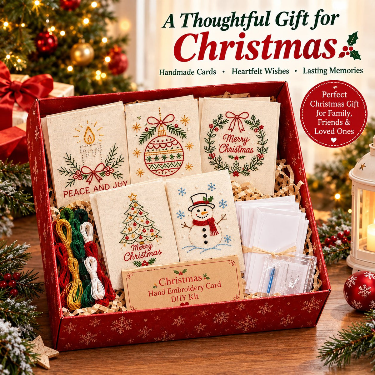🌲Christmas Hand Embroidery Card DIY Kit | Stitch Your Way Into the Christmas Spirit ✨ 🎁