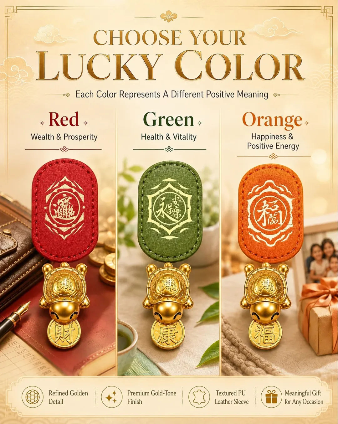 2026 Golden Turtle Charm – Bites onto Luck Never Lets Go