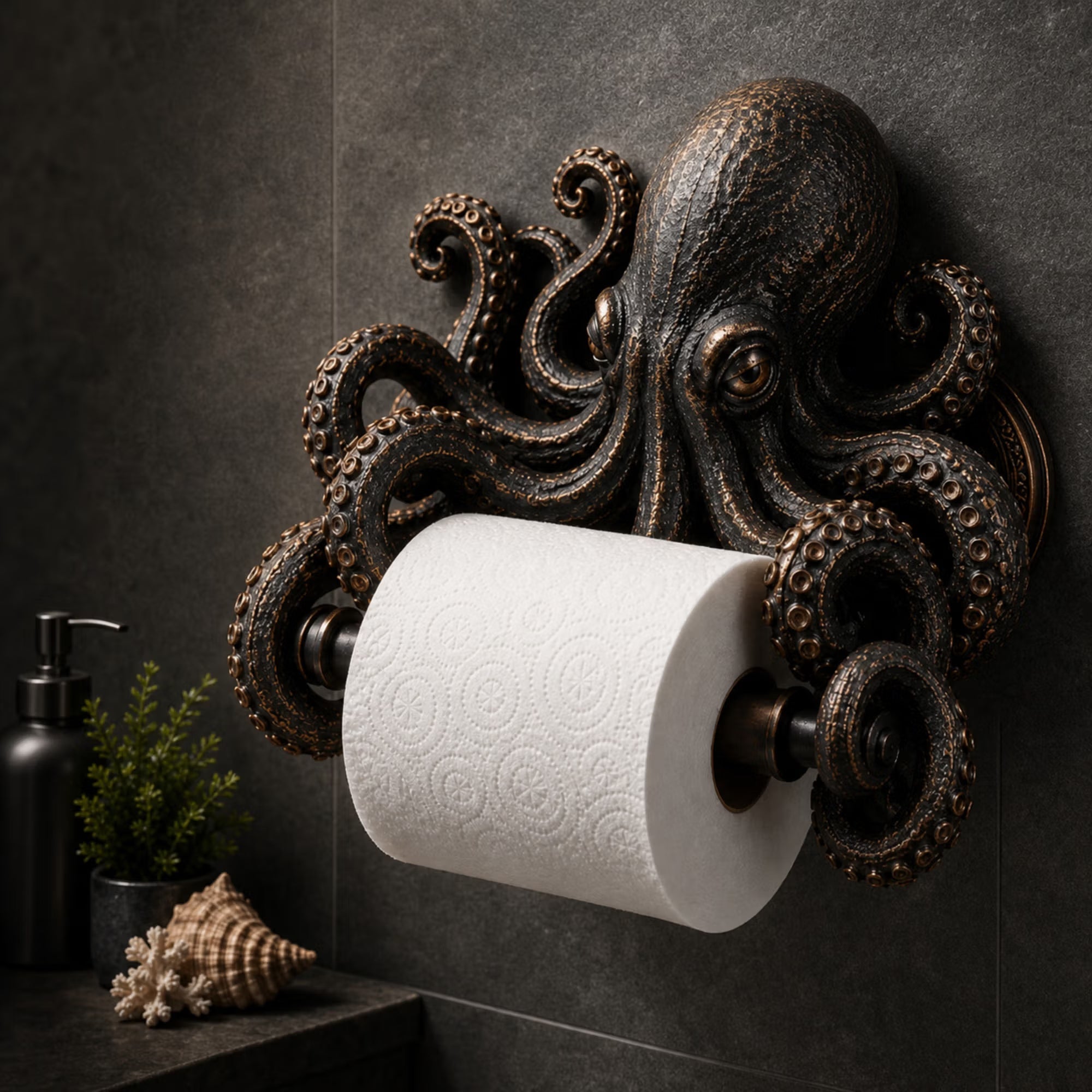 🌊 Ocean Guardian Toilet Paper Holder with Turtle/Shark/Octopus Design