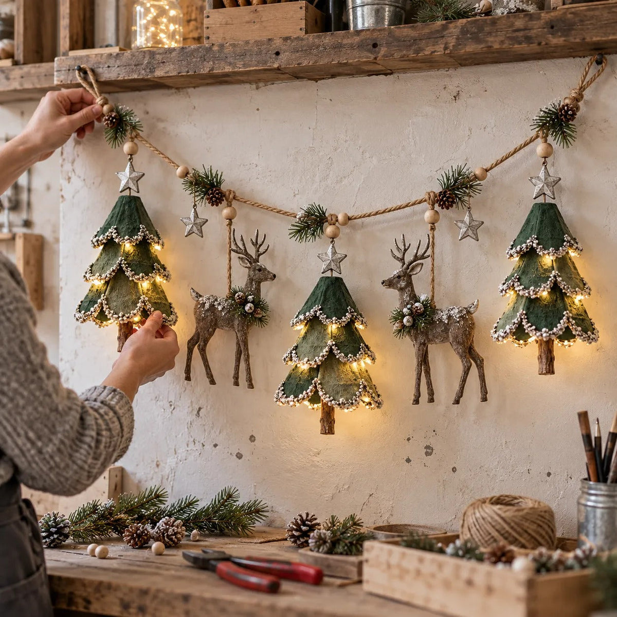 🔥LAST DAY 49% OFF ✨ Enchanted Lighted Woodland Christmas Garland