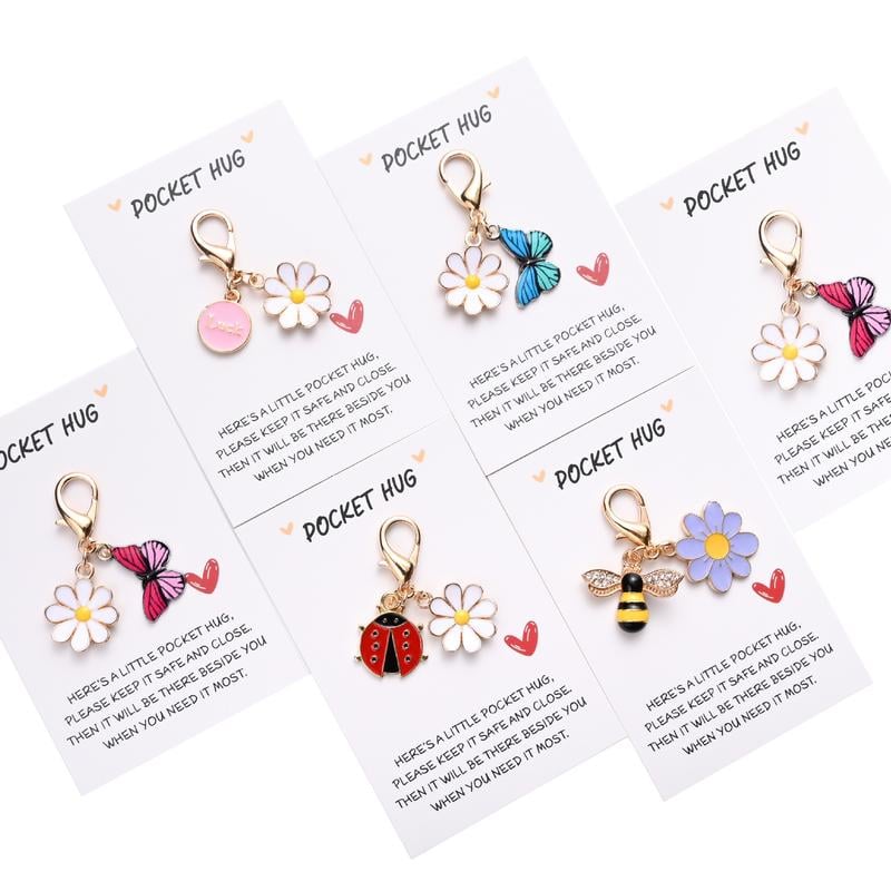 🤗Hug Favors –  Appreciation Gifts with Inspirational Cards & Resin Keyrings (Butterfly, Ladybird, Flower, Bee)🦋🌸🐝