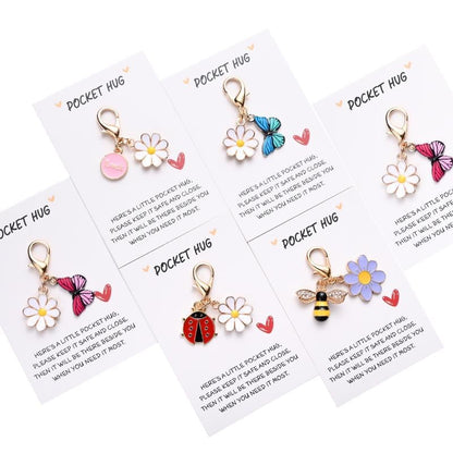 🤗Hug Favors –  Appreciation Gifts with Inspirational Cards & Resin Keyrings (Butterfly, Ladybird, Flower, Bee)🦋🌸🐝