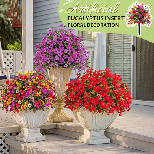 🔥 LAST DAY 50% OFF! 🏡💐Artificial Eucalyptus and Violet Ground-Insert Floral Decoration