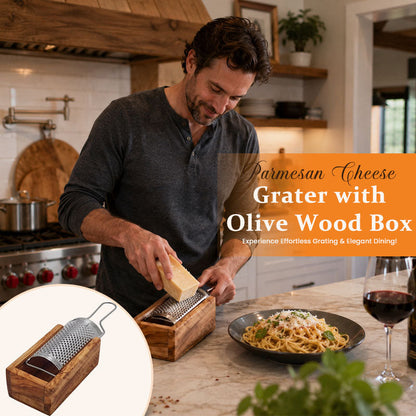Parmesan Cheese Grater with Olive Wood Box
