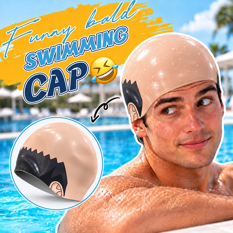 😂 Funny Realistic Bald Head Swim Cap – Hilarious Prank Swimming Hat 🏊‍♂️