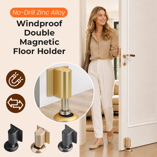 🚪 Drill-free zinc alloy windproof double-magnet invisible silent door stop