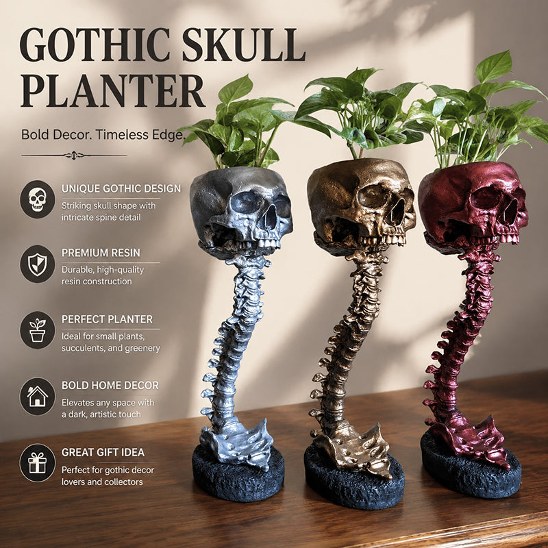 💀Gothic Skull Planter And Skeleton Vase Spooky Home Decor