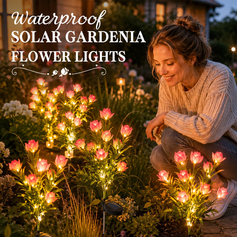 Solar Gardenia Flower Lights 🌸 LED Simulation Flower Lamps for Courtyard & Garden Decoration, Outdoor Waterproof Ambient Lighting