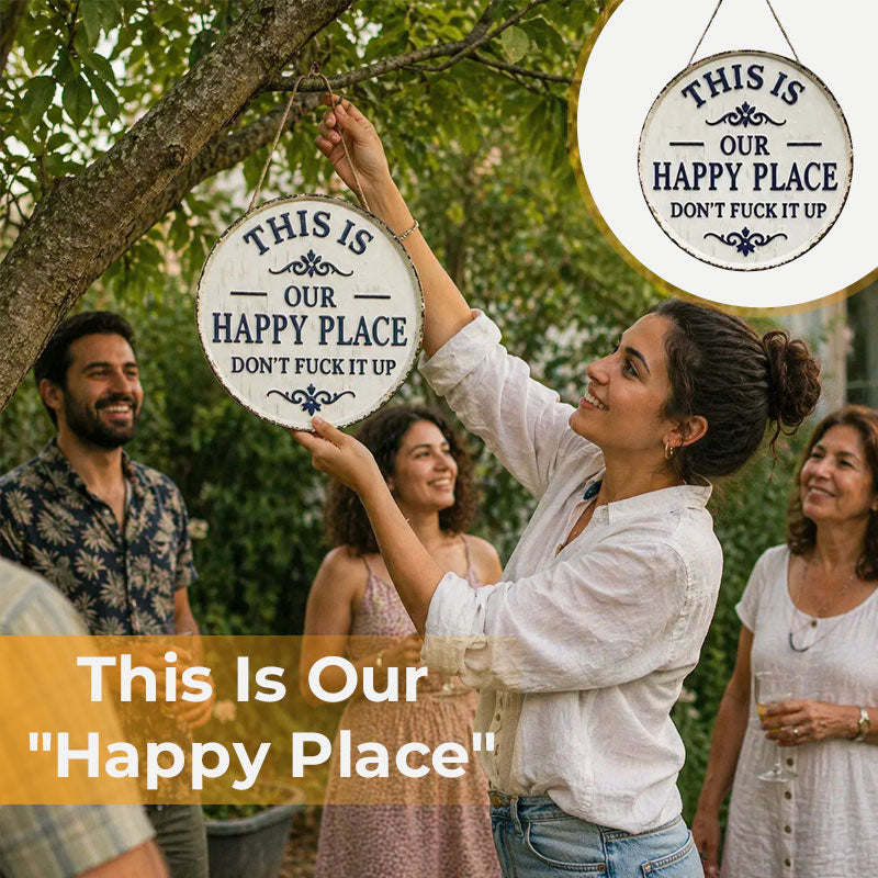 📢📢LAST DAY SALE 50% OFF✨Happy Place – Vintage Statement Metal Sign