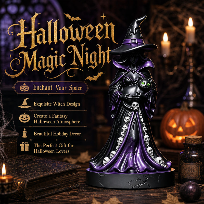 Halloween Resin Witch Figurine: Dark Aesthetic Decor & Festive Gift