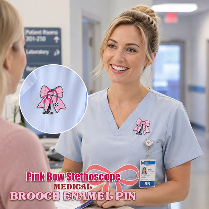 💖Last Day 50% OFF - —🎀 Pink Bow Stethoscope Enamel Pin