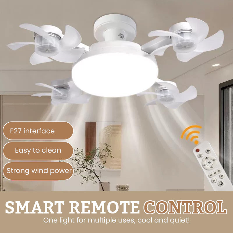 🌀Foldable Socket Ceiling Fan Light with Remote, Energy-Saving Cooling & Lighting for Bedroom & Home