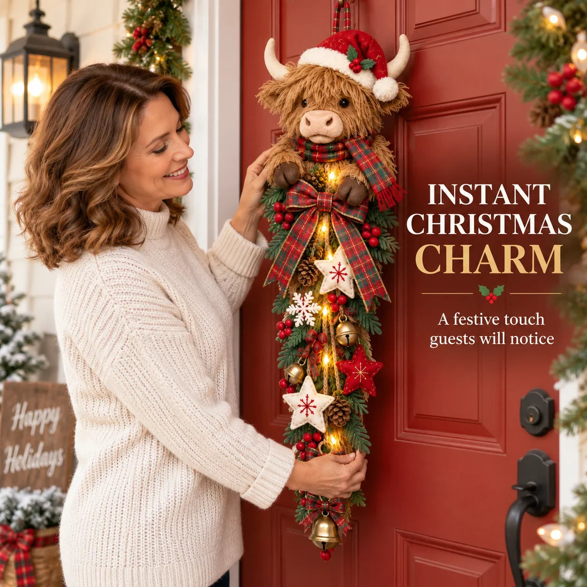Highland Cow Christmas hanging decoration