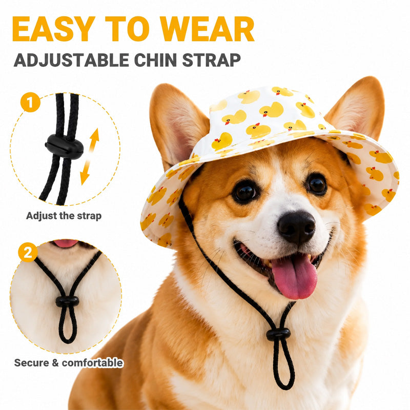 🐾 Pet Sun Hat – Adjustable Bucket Hat With Ear Openings & Chin Cord
