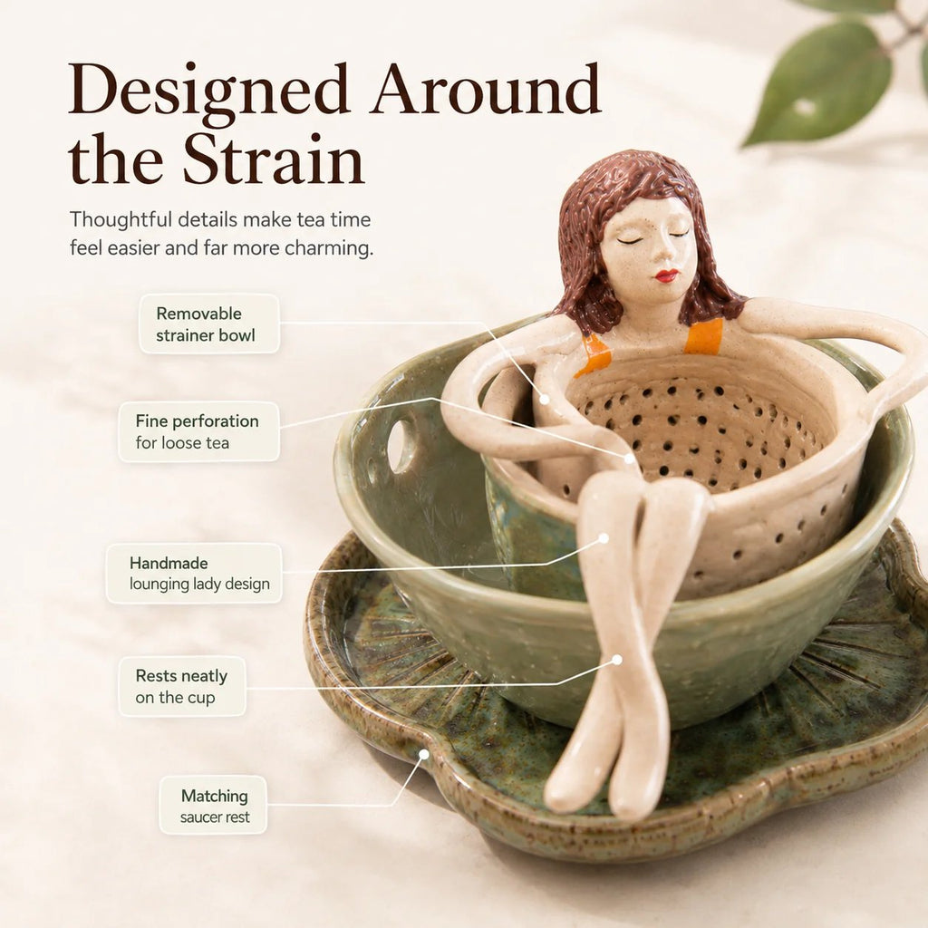 ☕ Hand-Glazed Sitting Lady Tea Infuser – Charming Everyday Ritual✨
