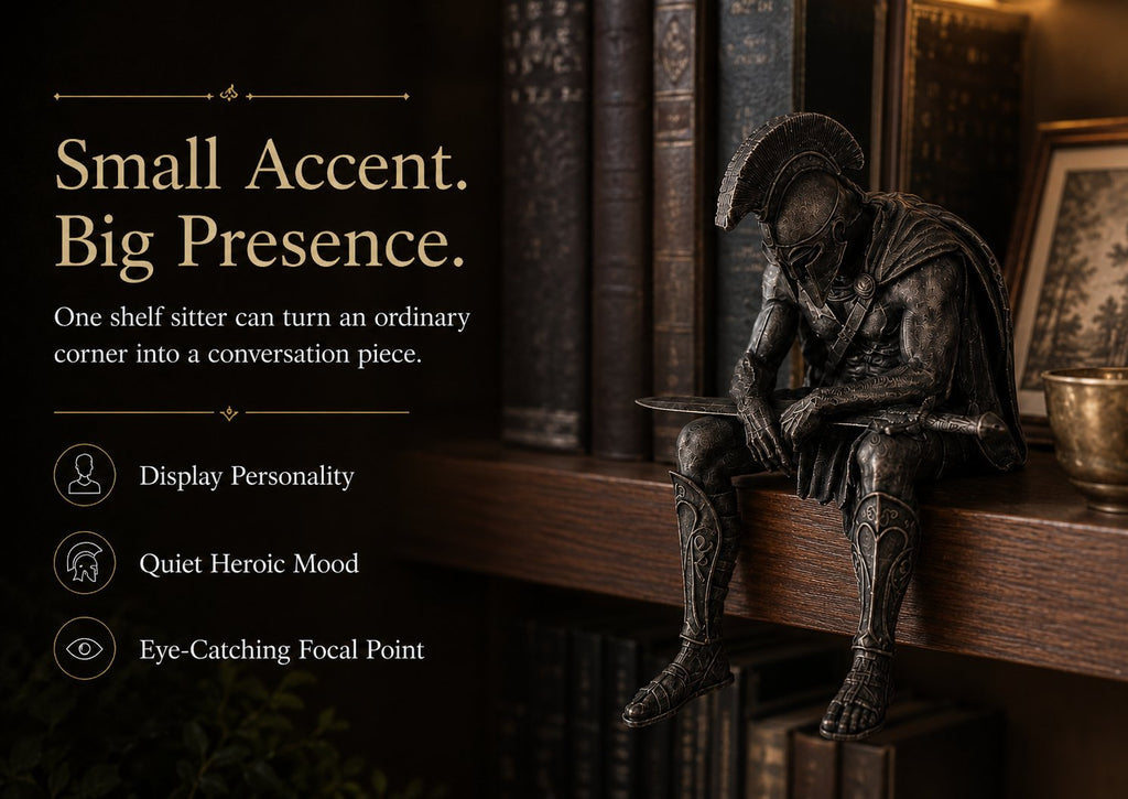 🎁Last Day 49% OFF-⚔️ Ancient Greek Warrior Shelf Sitter – Unique Bookshelf Decor