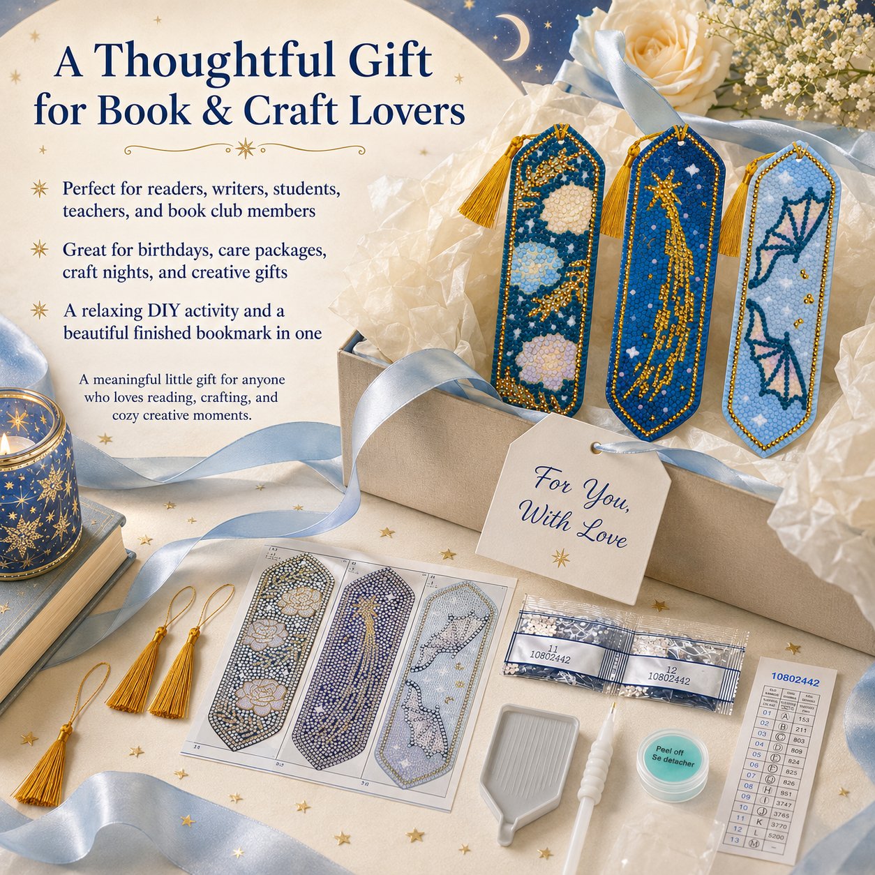 🌌Starlit Romance Diamond Art Bookmark Kit