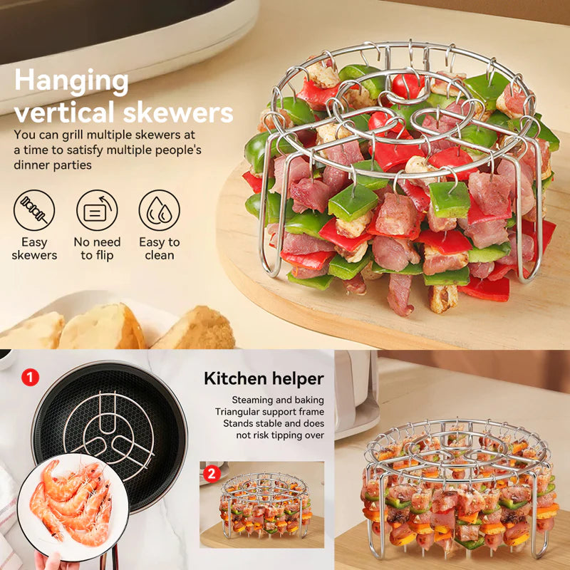 🔥 Air Fryer Skewer Rack | 360° Even Cooking, Crispy & Juicy! 🍢
