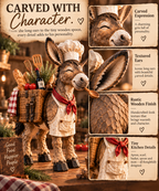 👨‍🍳The Stubborn Little Chef — Carved Kitchen Donkey Figurine