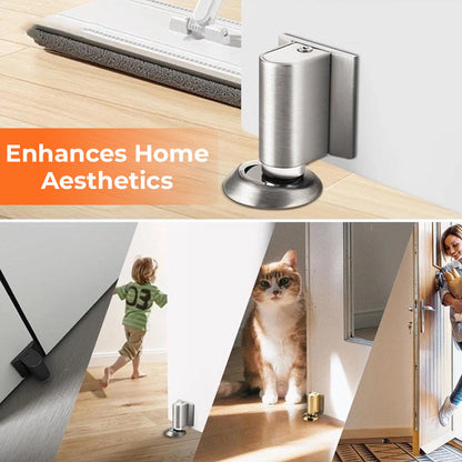 🚪 Drill-free zinc alloy windproof double-magnet invisible silent door stop