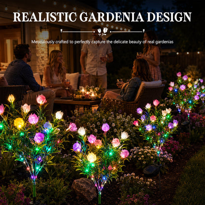 Solar Gardenia Flower Lights 🌸 LED Simulation Flower Lamps for Courtyard & Garden Decoration, Outdoor Waterproof Ambient Lighting
