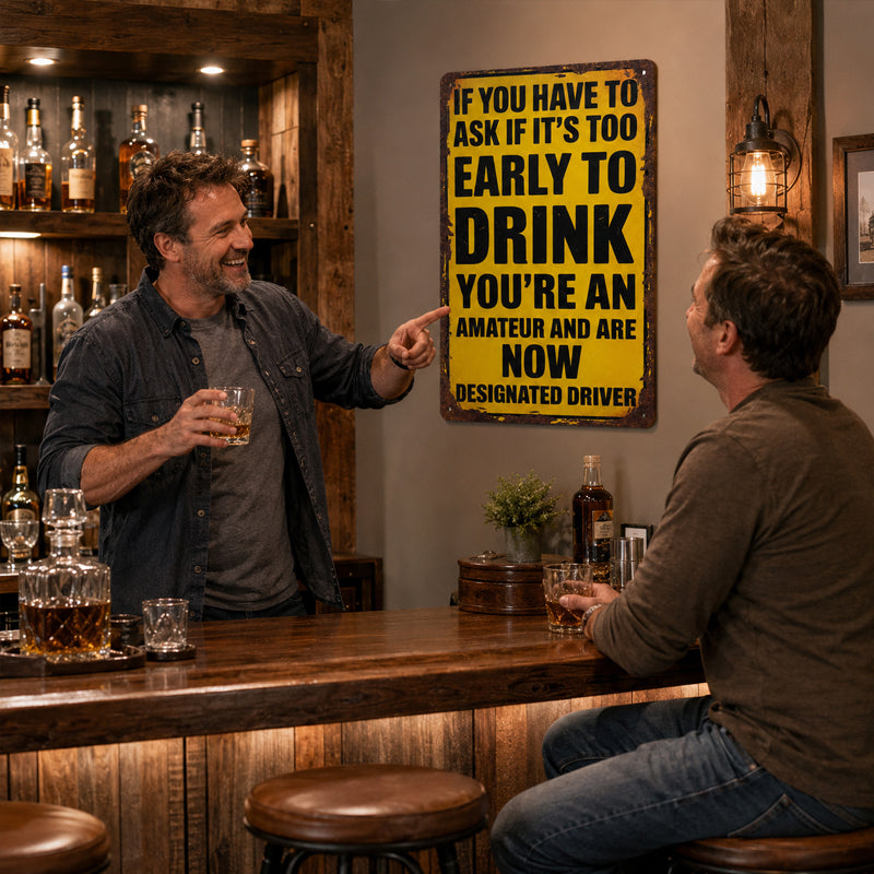 Fun Drinking Metal Signs – Rugged, humorous wall decorations for bars, garages, and pubs. 🍺😆