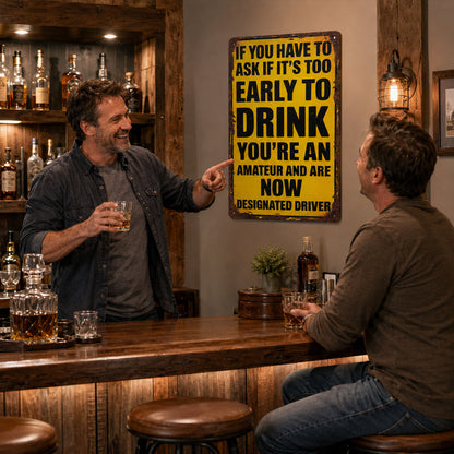 Fun Drinking Metal Signs – Rugged, humorous wall decorations for bars, garages, and pubs. 🍺😆
