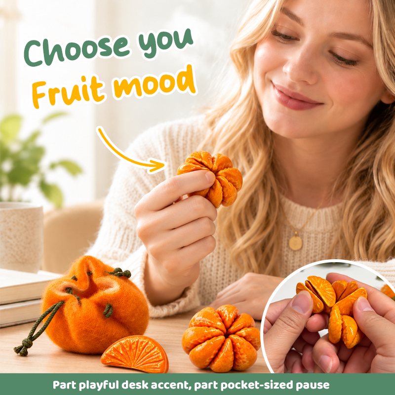 🍊🧲 Fruit-Shaped Magnetic Squeeze Toy (Free Felt Bag Included)