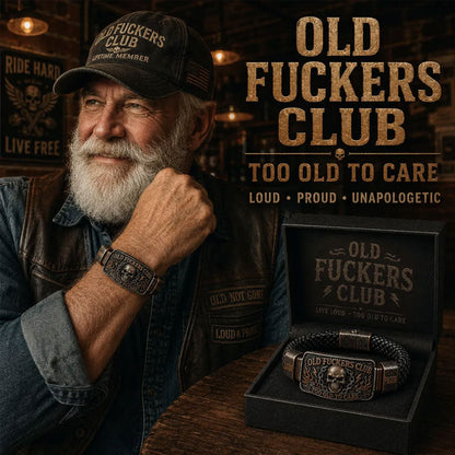 Old Fuckers Club Braided Leather Bracelet - Too Old To Care