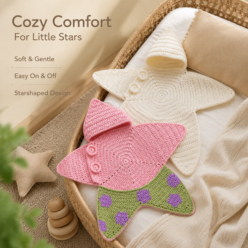 Star Knitted Baby Sleep Bag, Soft Warm Swaddle Blanket for Newborns, Cute Star Shape Sleeping Sack for Infants