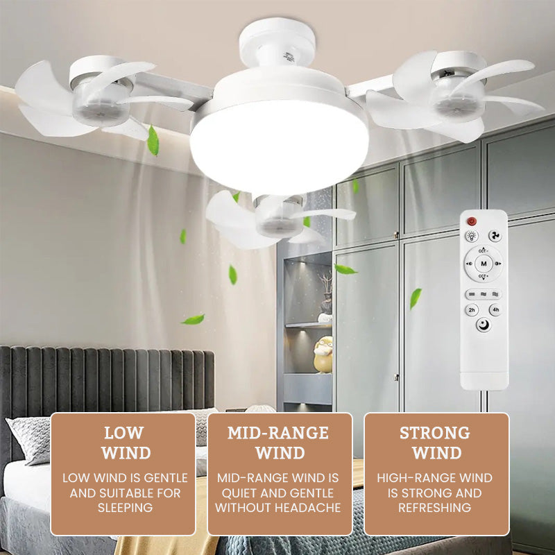 🌀Foldable Socket Ceiling Fan Light with Remote, Energy-Saving Cooling & Lighting for Bedroom & Home